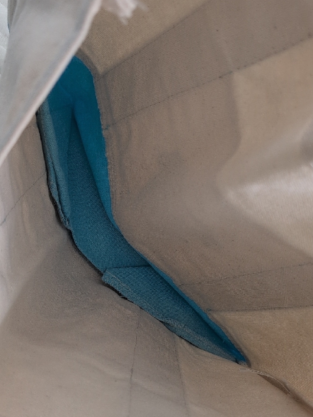 TRADER JOE'S Mini Pastel Canvas Tote Bag Light Blue Trim - Picture 5 of 8